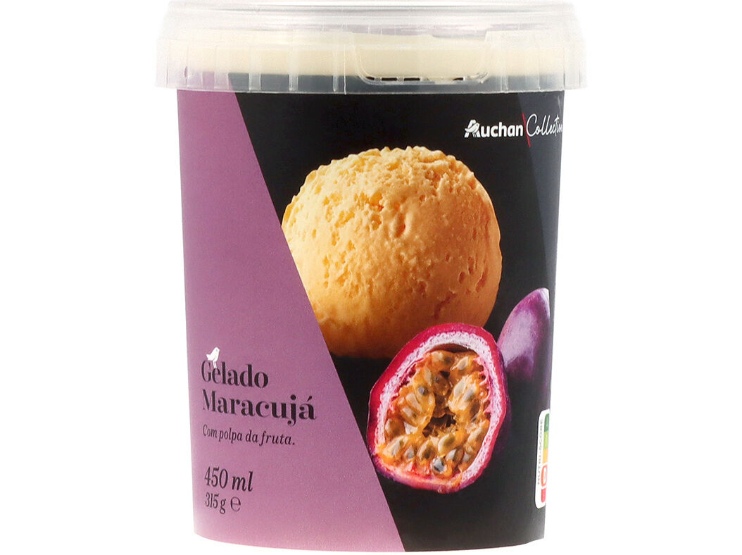 GELADO AUCHAN COLLECTION MARACUJ&Aacute; C/POLPA DA FRUTA 450ML image number 0