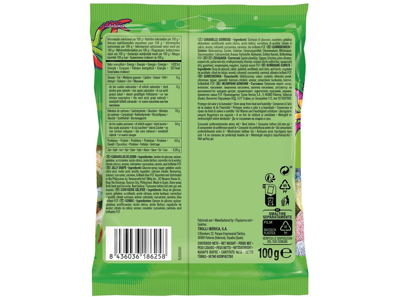 GOMAS TROLLI SOUR OCTOPUS 100 G image number 1