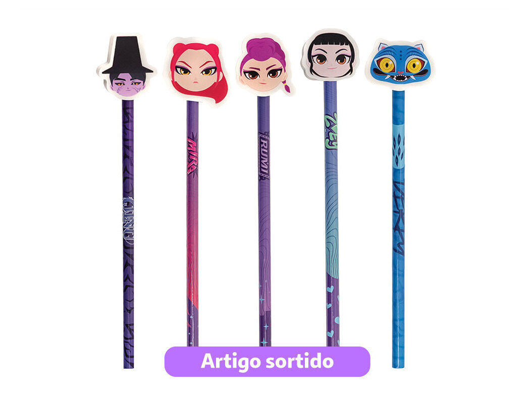L&Aacute;PIS COM BORRACHA KPOP DEMON HUNTERS MODELOS SORTIDOS