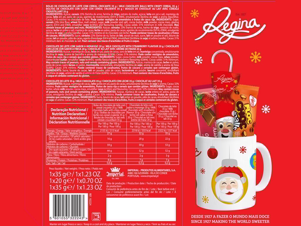 CHOCOLATE DE LEITE REGINA CANECA DE NATAL 90G image number 1