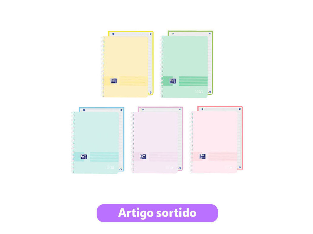 CADERNO ESPIRAL A4 PAUTADO PP OXFORD LIVE&GO PASTEL 80 FOLHAS CORES SORTIDAS image number 0