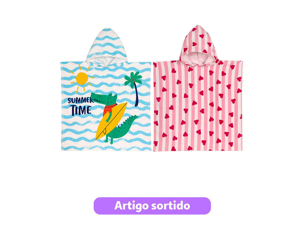 PONCHO PRAIA AVELUDADO ACTUEL CRIAN&Ccedil;A 320G 65X65CM MODELOS SORTIDOS