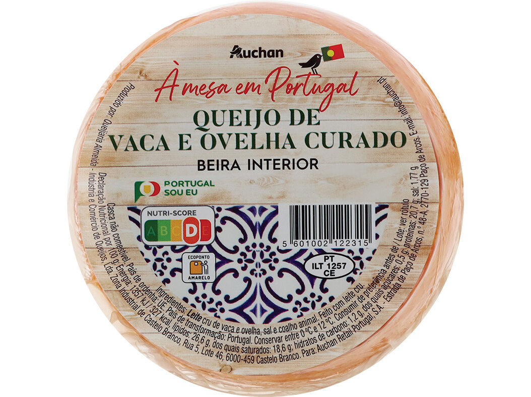 QUEIJO MISTURA AUCHAN &Agrave; MESA EM PORTUGAL VACA E OVELHA CURADO UN image number 0