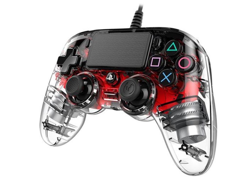 COMANDO COM FIO NACON PARA PS4 (VERMELHO / TRANSPARENTE) image number 1