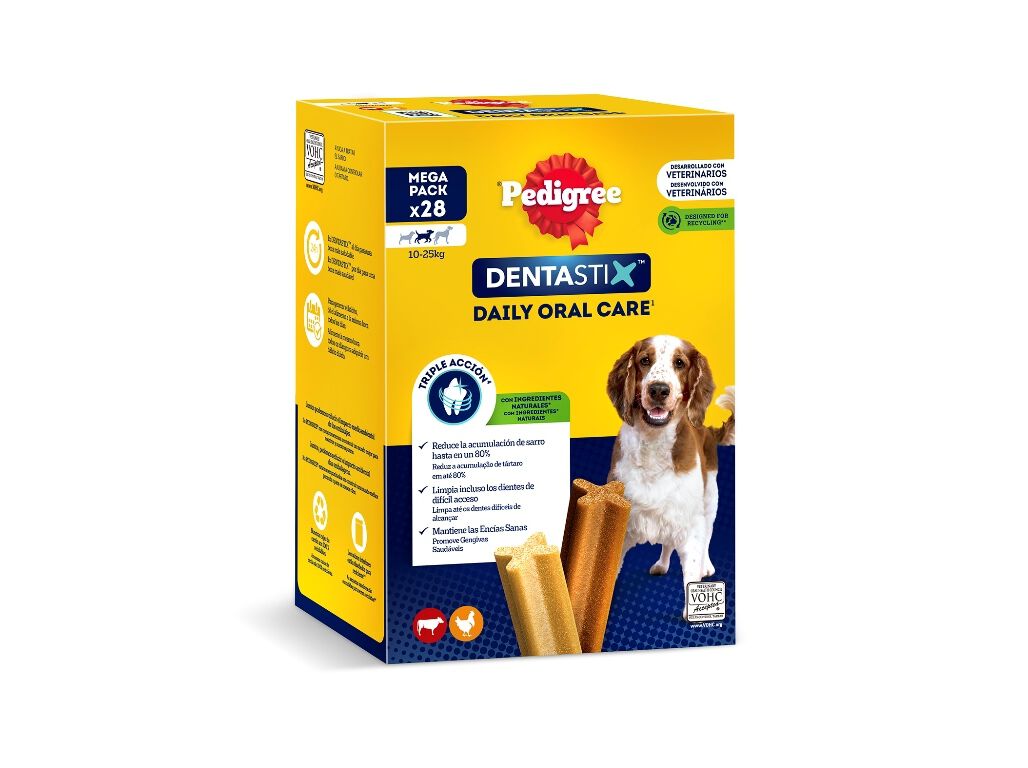 SNACK PARA C&Atilde;O DENTASTIX PEDIGREE RA&Ccedil;A M&Eacute;DIA 720G 28 UNIDADES