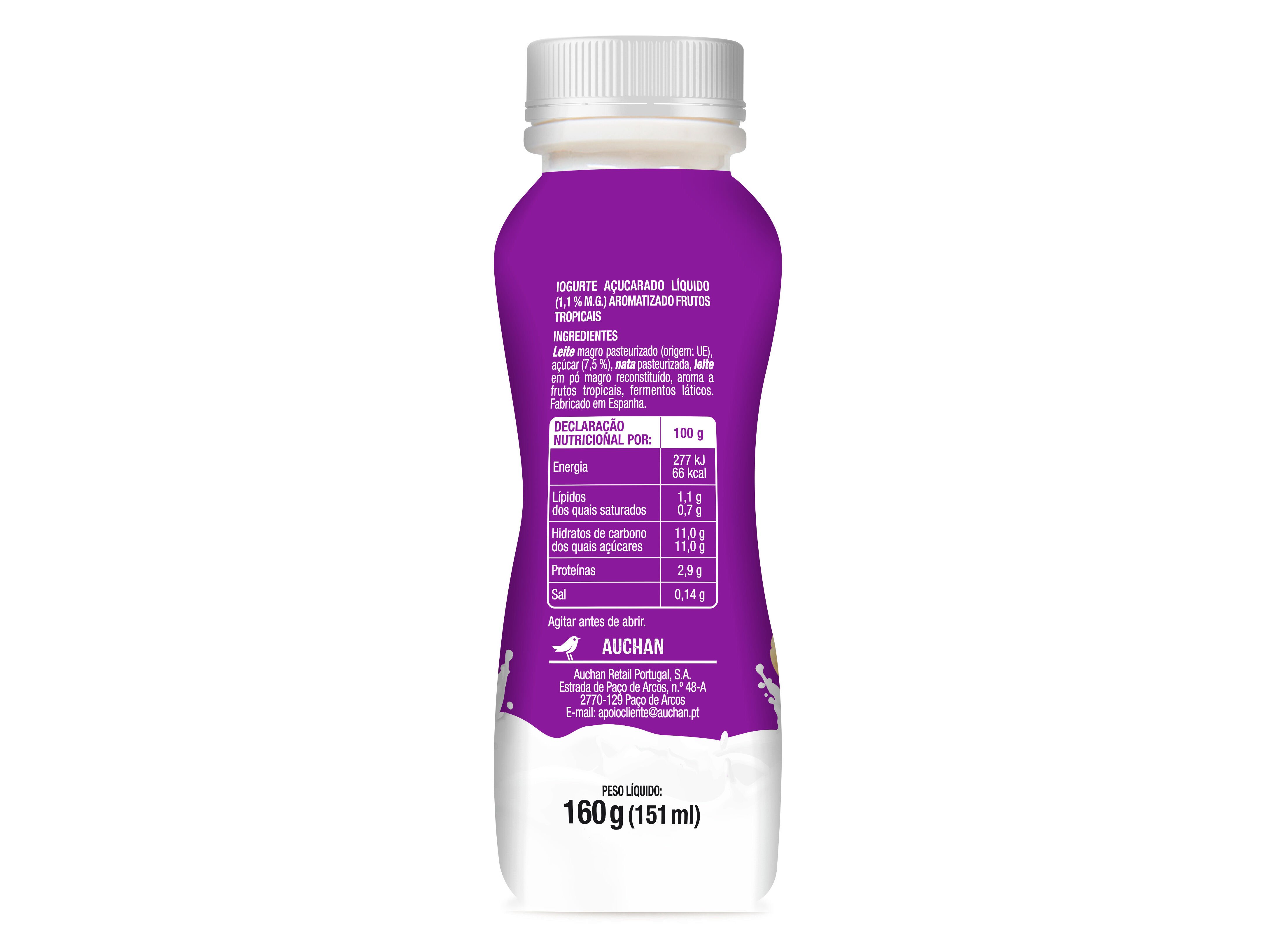 IOGURTE LIQUIDO AUCHAN TROPICAL 160G image number 1