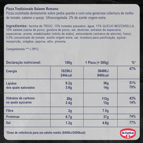 PIZZA DR.OETKER TRADIZIONALE SALAME ROMANO 385G image number 1