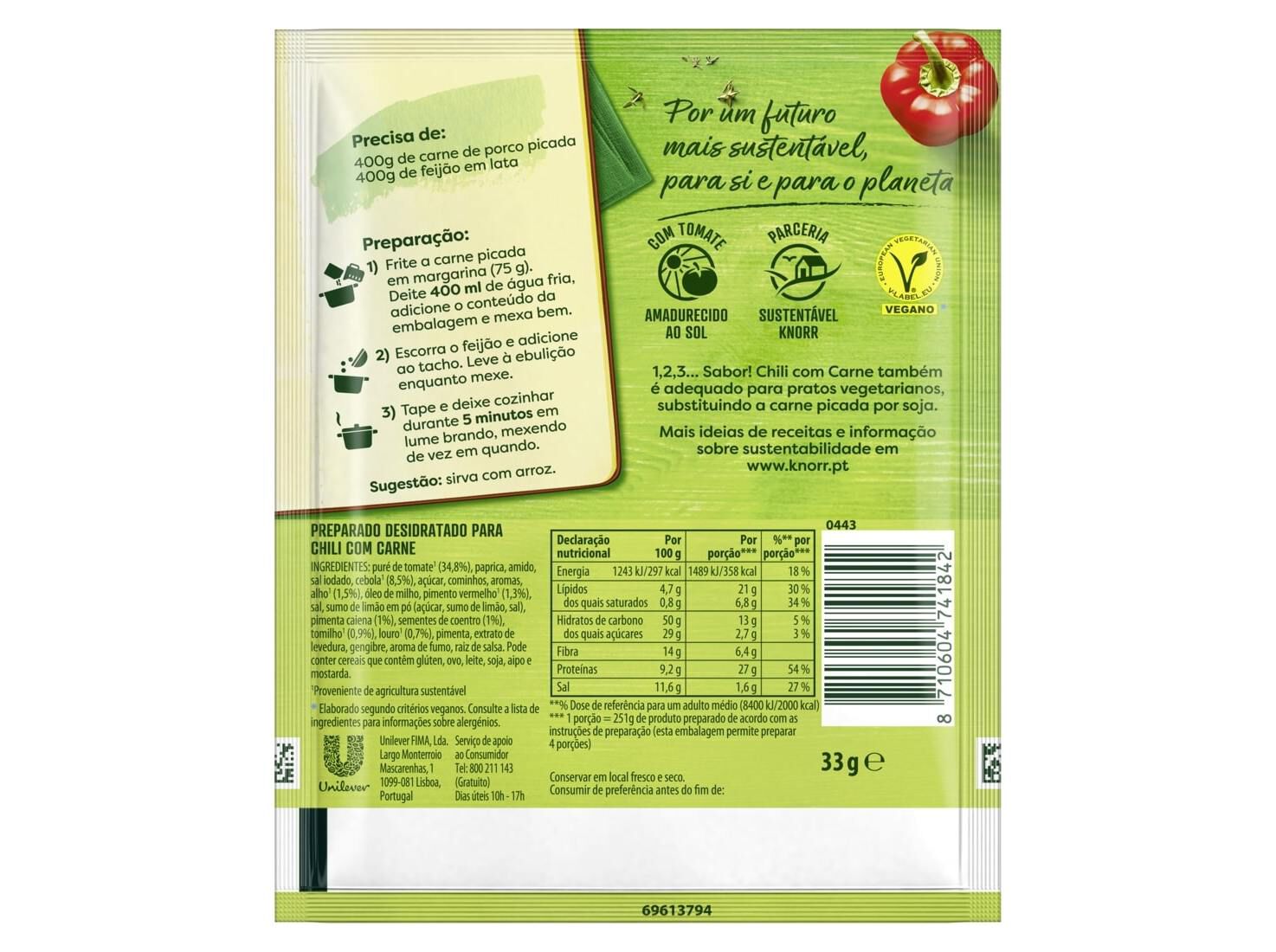 TEMPERO KNORR 1-2-3 CHILI COM CARNE 33G image number 2