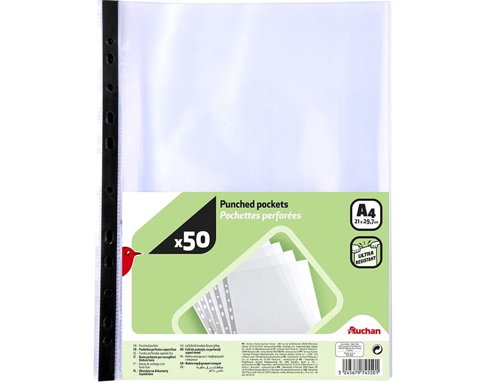 BOLSA CAT&Aacute;LOGO AUCHAN A4 50 MICAS