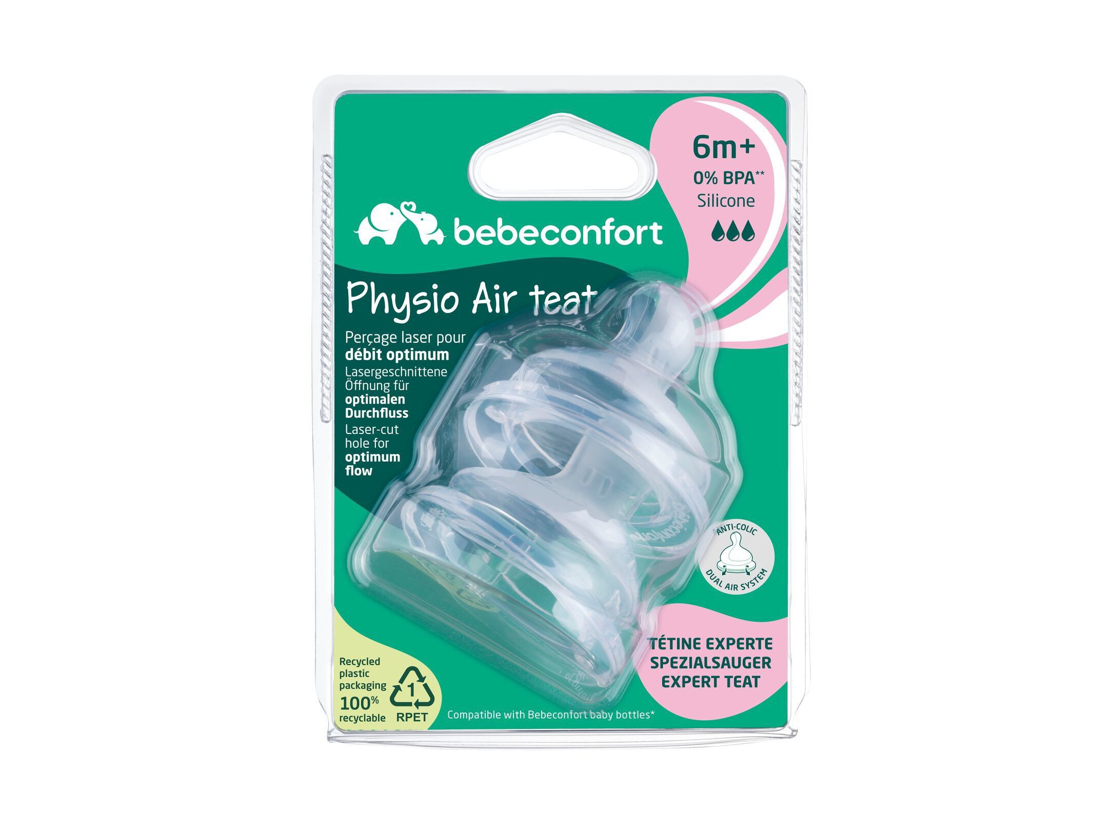 PACK 2 TETINAS B&Eacute;B&Eacute;CONFORT SILICONE 6M+