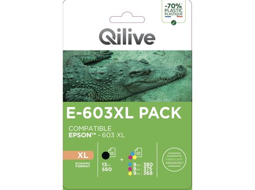 TINTEIRO QILIVE PACK XL EPSON E-603 PRETO+COR image number 0