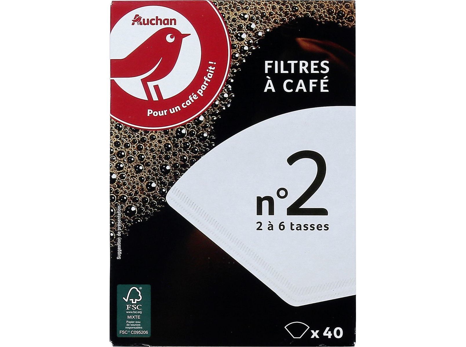 FILTROS PARA CAF&Eacute; N.2 AUCHAN PACK 40 UNIDADES