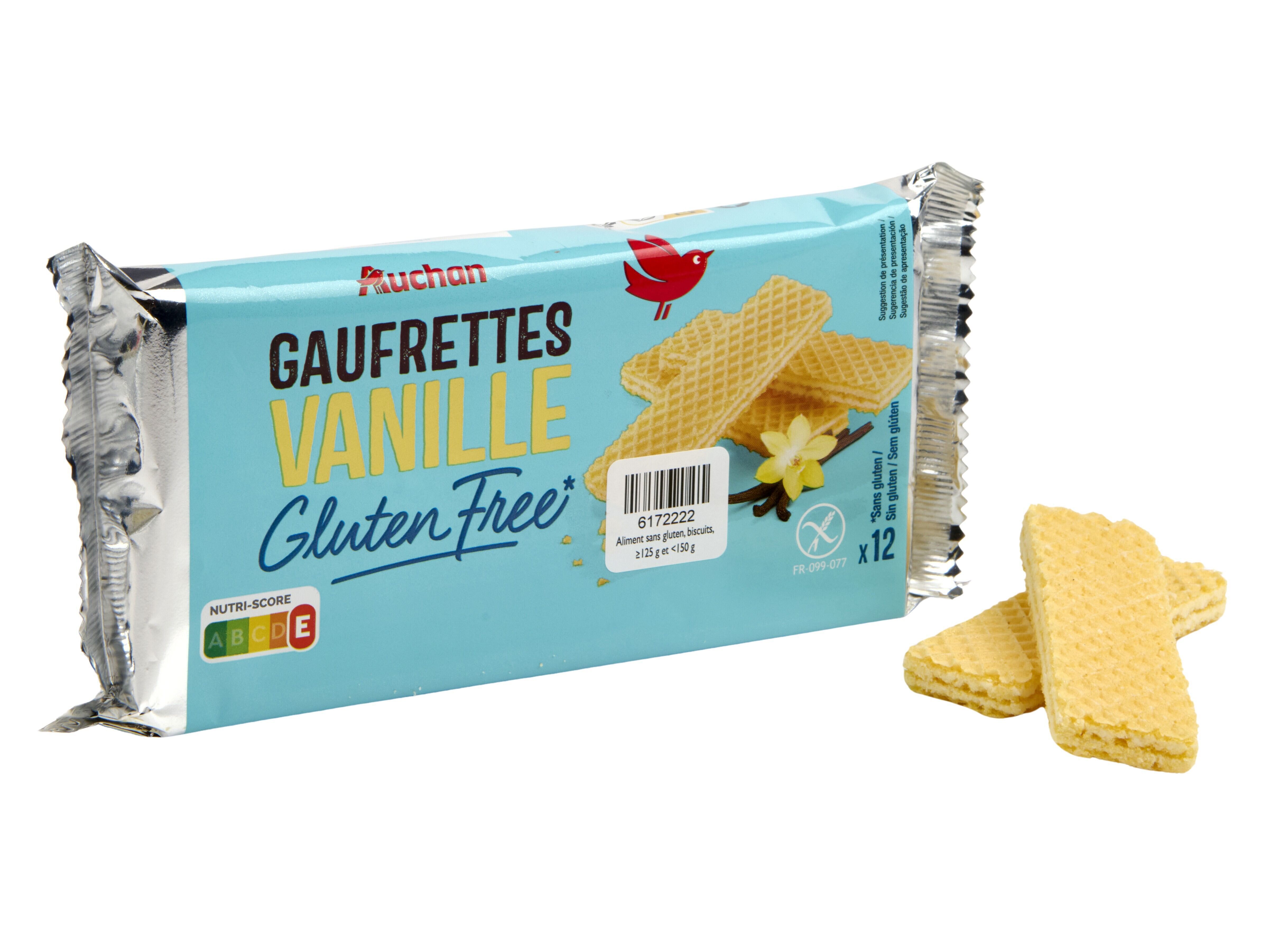 WAFER AUCHAN VIVER MELHOR BAUNILHA SEM GL&Uacute;TEN 125G