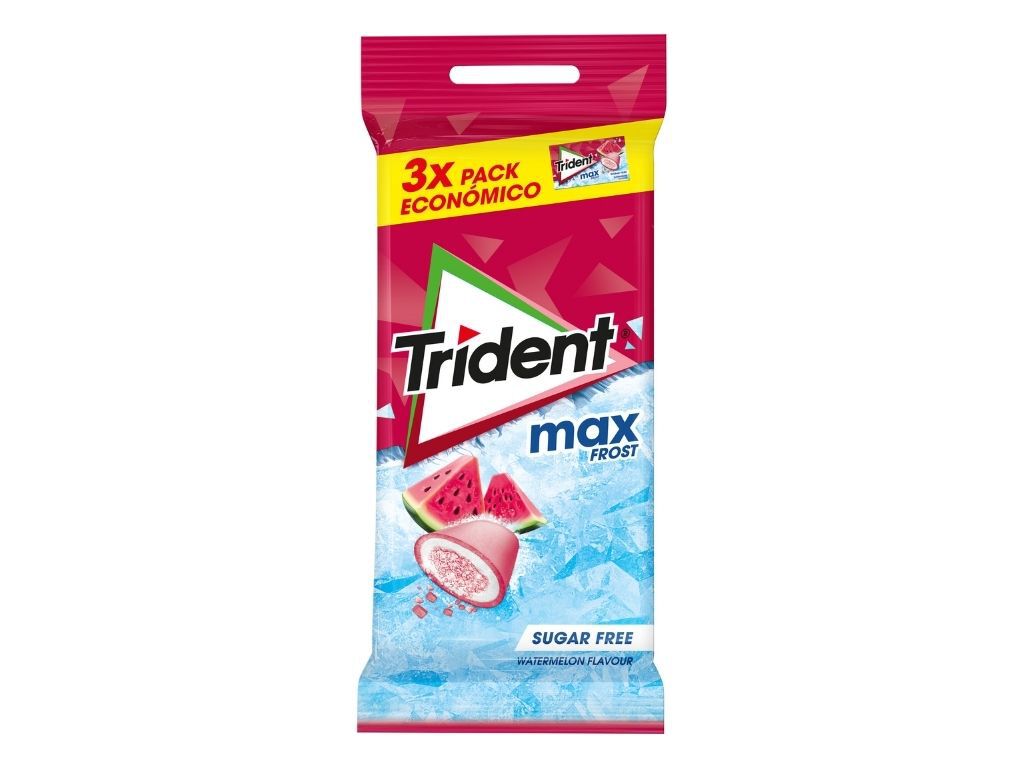 PASTILHAS TRIDENT EL&Aacute;STICAS MAX WATERMELON FROST MAXI PACK 60G image number 0