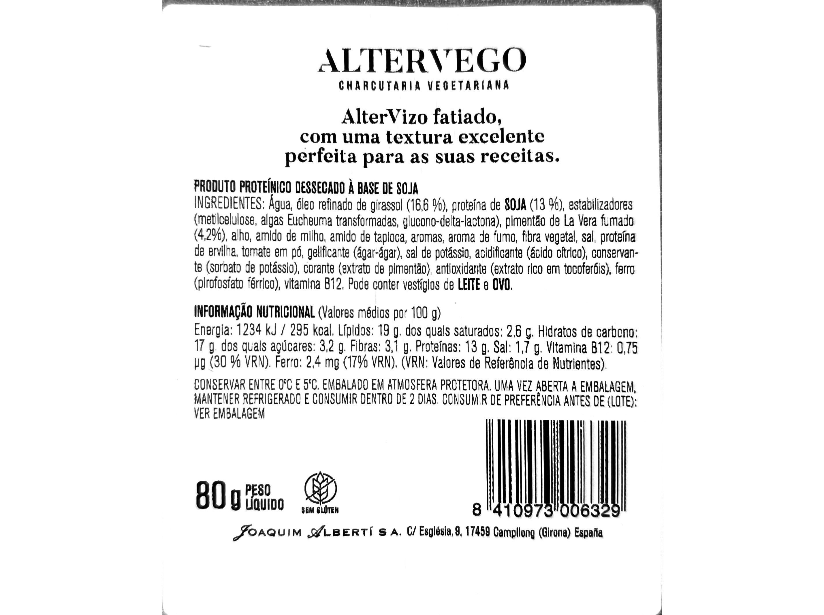 ALTERVIZO FATIAS COM PROTE&Iacute;NA 80G image number 1