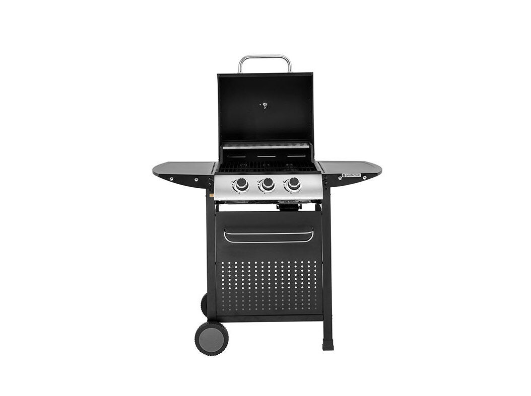BARBECUE A G&Aacute;S GARDENSTAR COM 3 QUEIMADORES PRETO 110X57X98CM