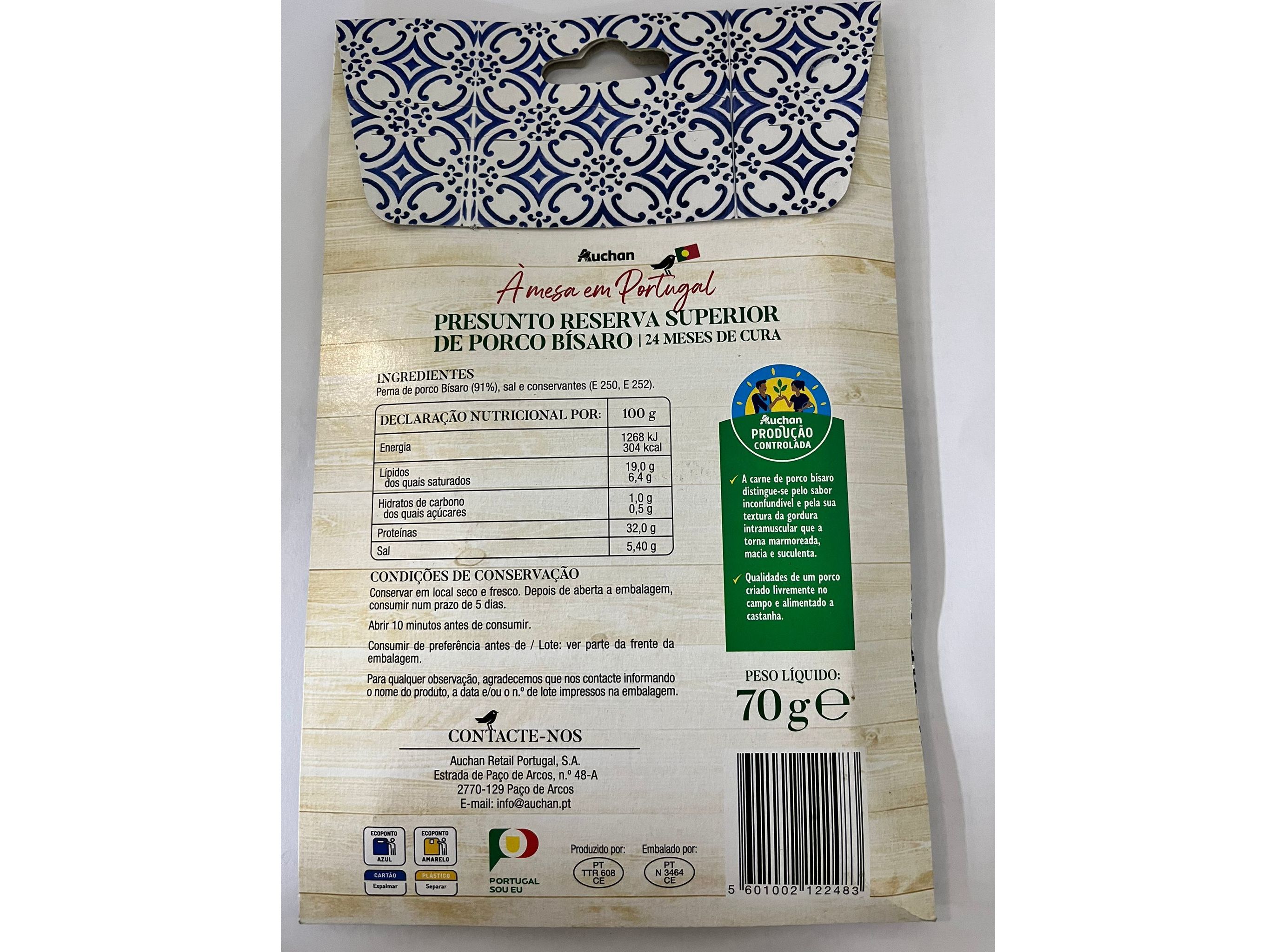 PRESUNTO PORCO BISARO AUCHAN &Agrave; MESA EM PORTUGAL CULTIVAMOS O BOM 24M CURA 70G image number 1