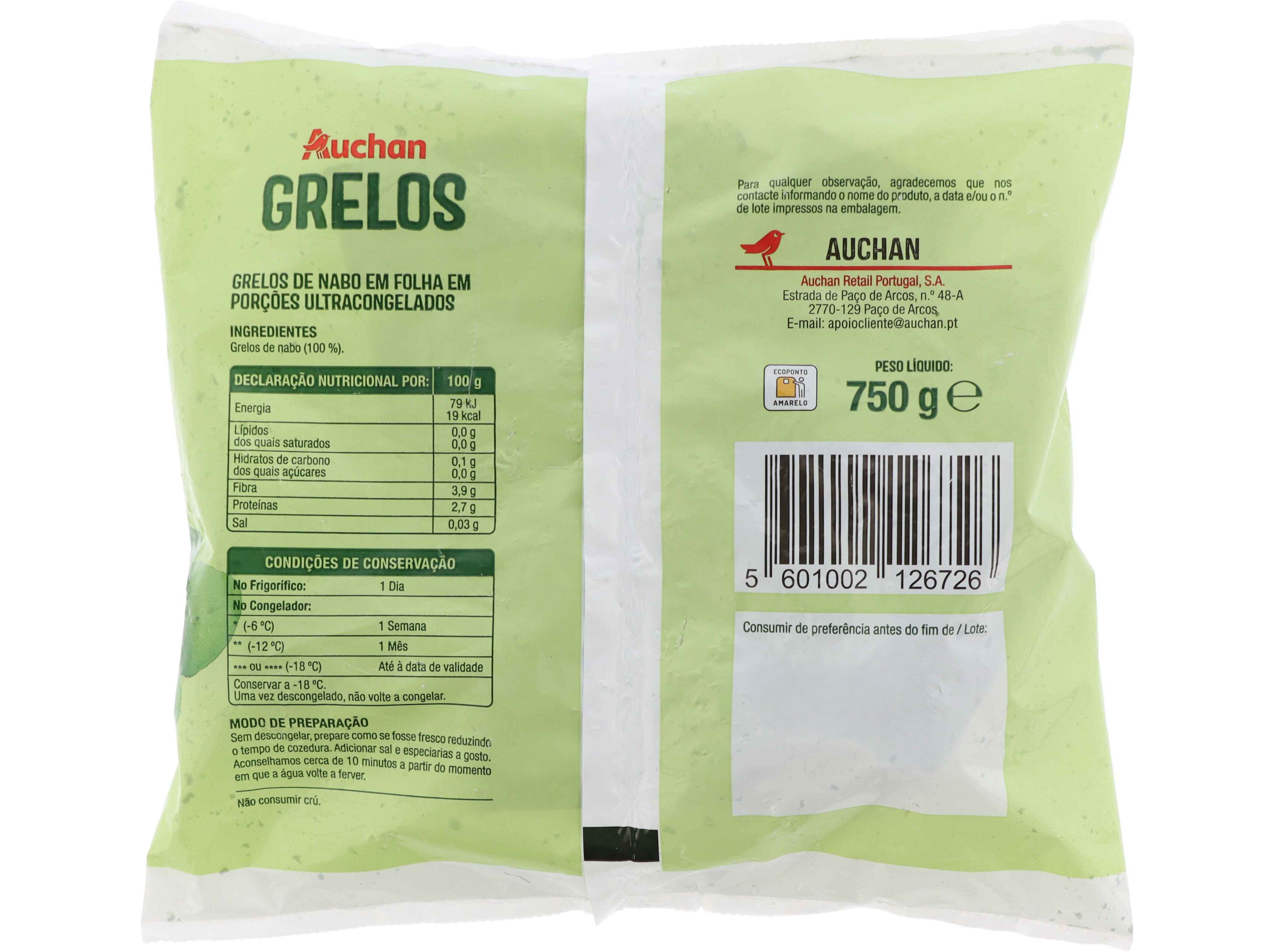 GRELOS NABO AUCHAN EM FOLHAS 750G image number 1