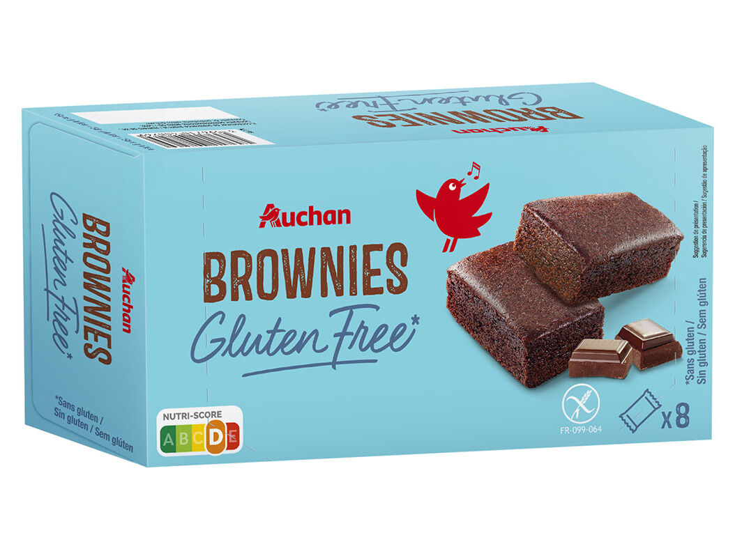 BROWNIES AUCHAN SEM GL&Uacute;TEN CHOCOLATE 8UN 240G