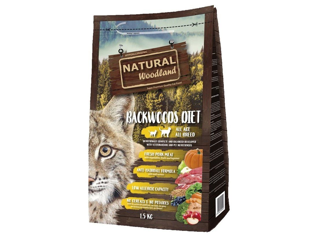 RA&Ccedil;&Atilde;O GATO NATURAL WOODLAND PORCO FRESCO 1.5KG image number 0