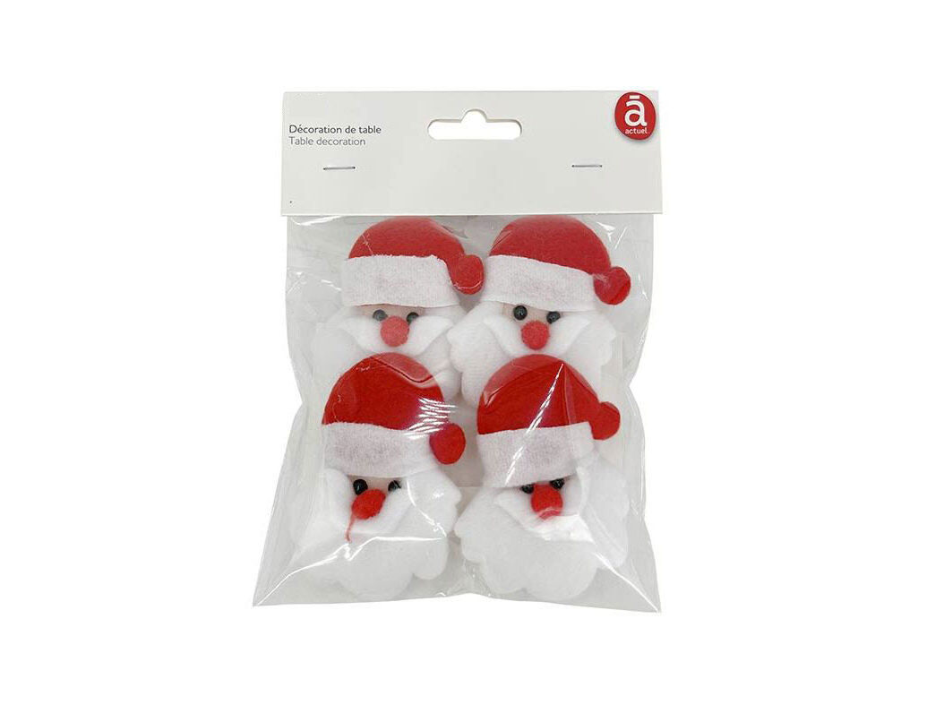 DECORA&Ccedil;&Atilde;O MESA PAI NATAL ACTUEL COM CLIP VERMELHO 4 UNIDADES