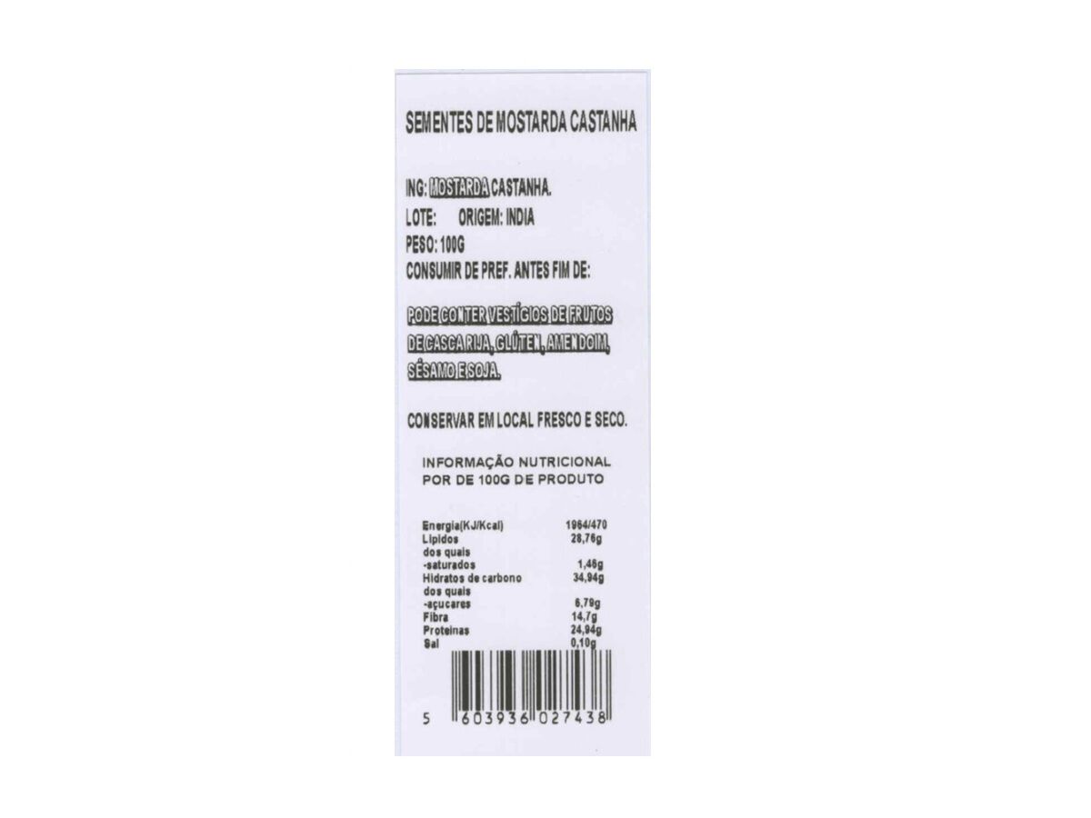 SEMENTES DE MOSTARDA JFF CASTANHA 100G image number 1