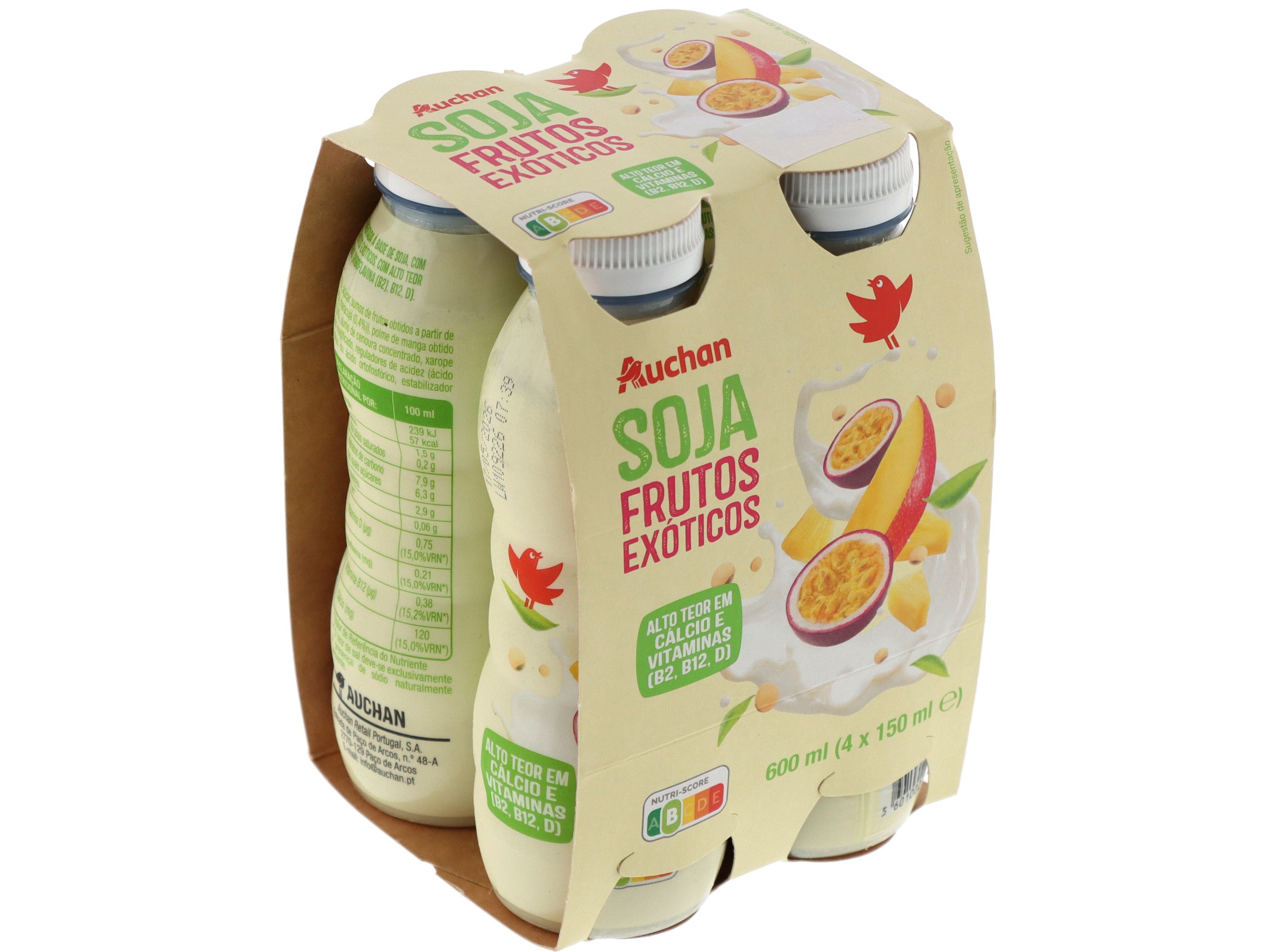SOJAGURTE L&Iacute;QUIDO AUCHAN FRUTOS EX&Oacute;TICOS 4X150ML image number 1