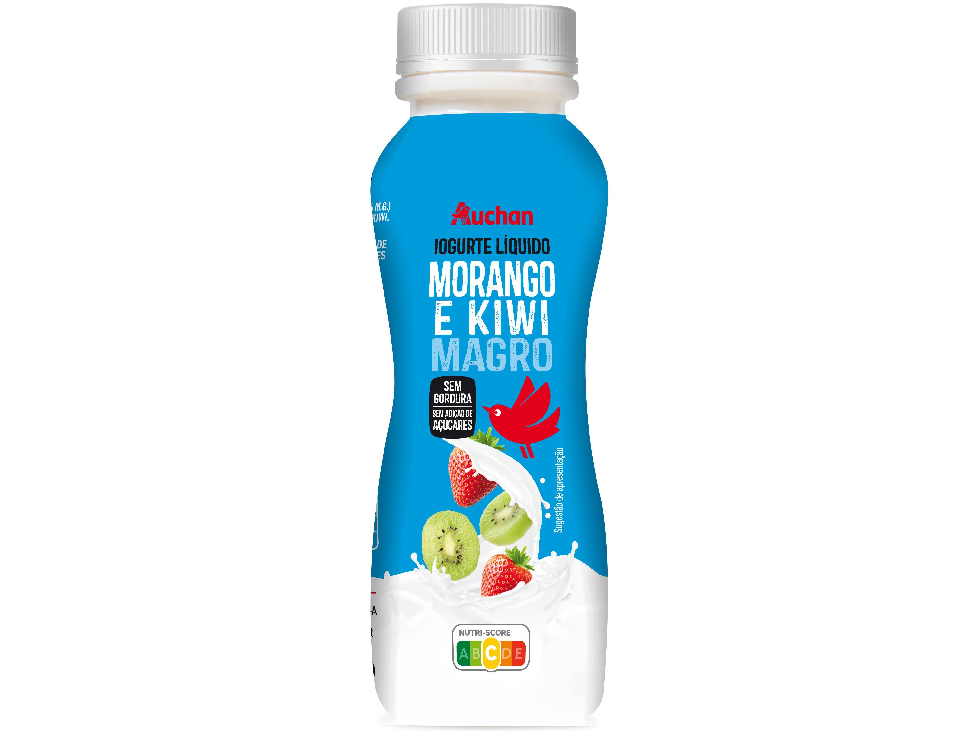 IOGURTE L&Iacute;QUIDO MAGRO AUCHAN MORANGO E KIWI 160G image number 0