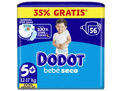 FRALDAS DODOT BEBÉ-SECO EXTRA T5+ 12-17KG 56 UN