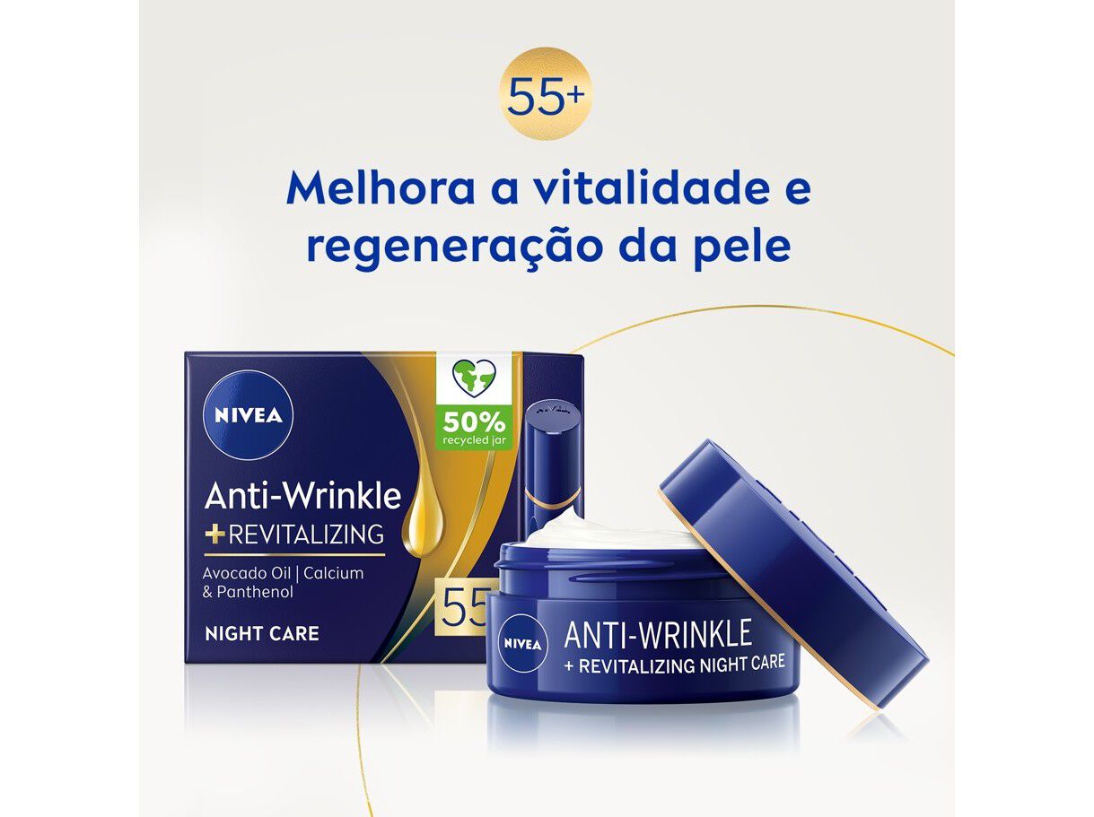 CREME DE ROSTO NIVEA ANTIRRUGAS NOITE 55+ 50ML image number 3