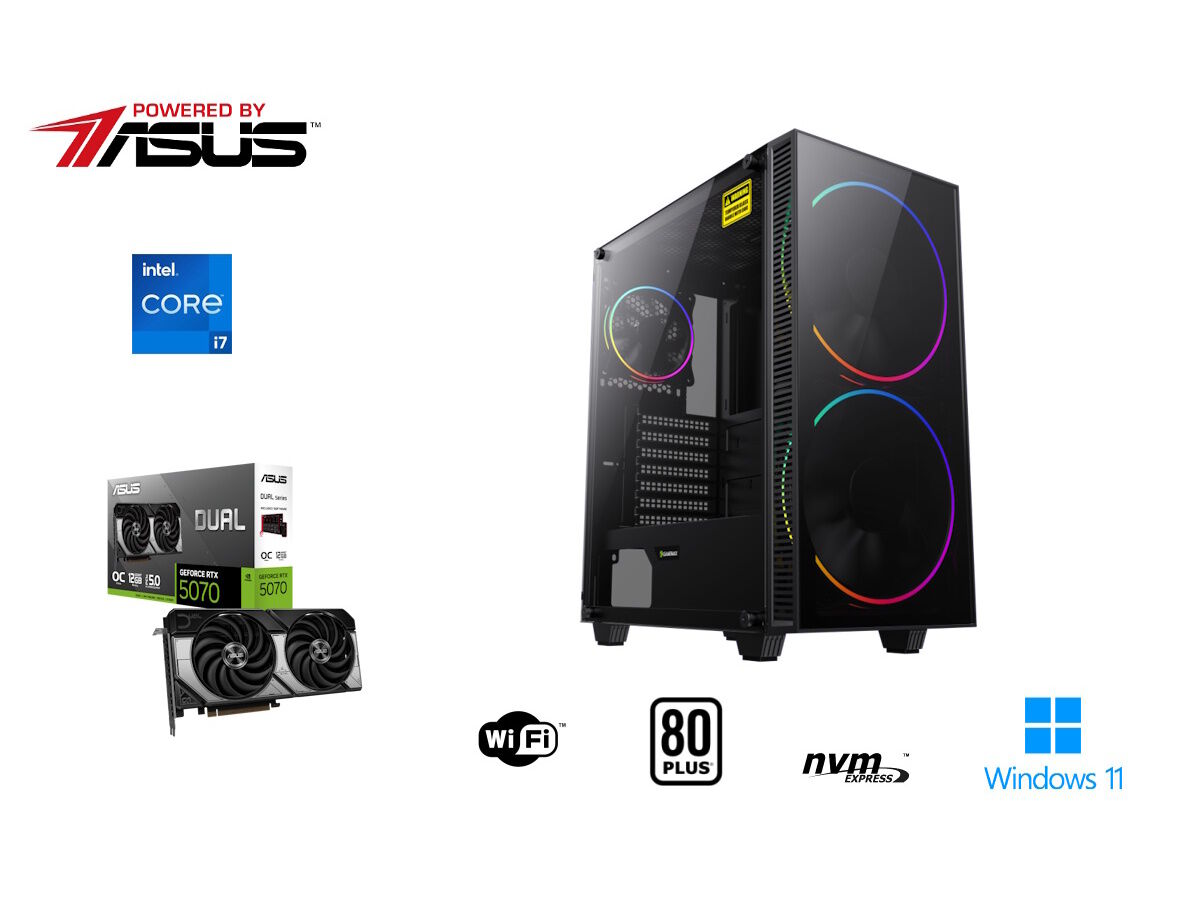 DESKTOP GAMING POWERED BY ASUS (I7-14700F RAM:32GB 1TB NVIDIA RTX 5070) image number 1