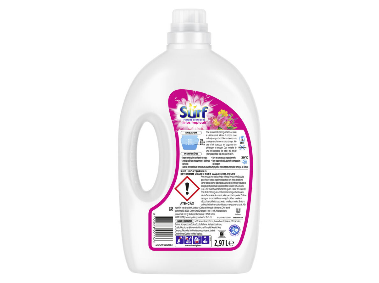 DETERGENTE ROUPA M&Aacute;QUINA LIQU&Iacute;DO SURF TROPICAL 66D image number 1