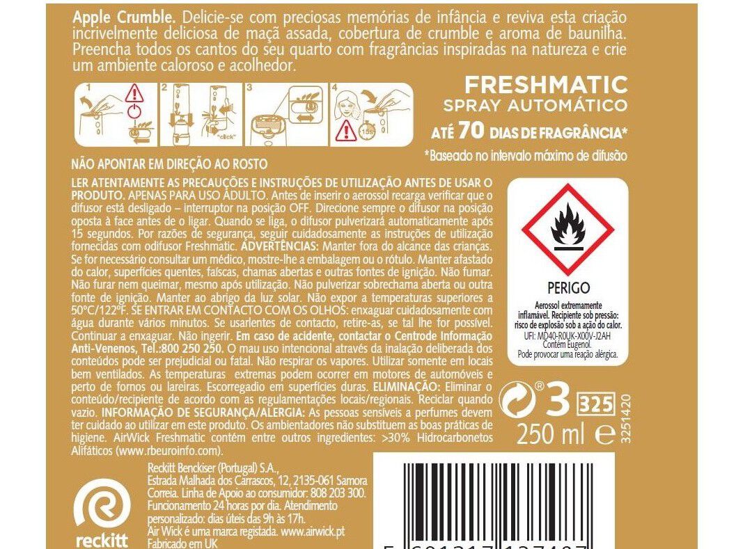 AMBIENTADOR RECARGA AIRWICK APPLE CRUMBLE 2X250 ML image number 1