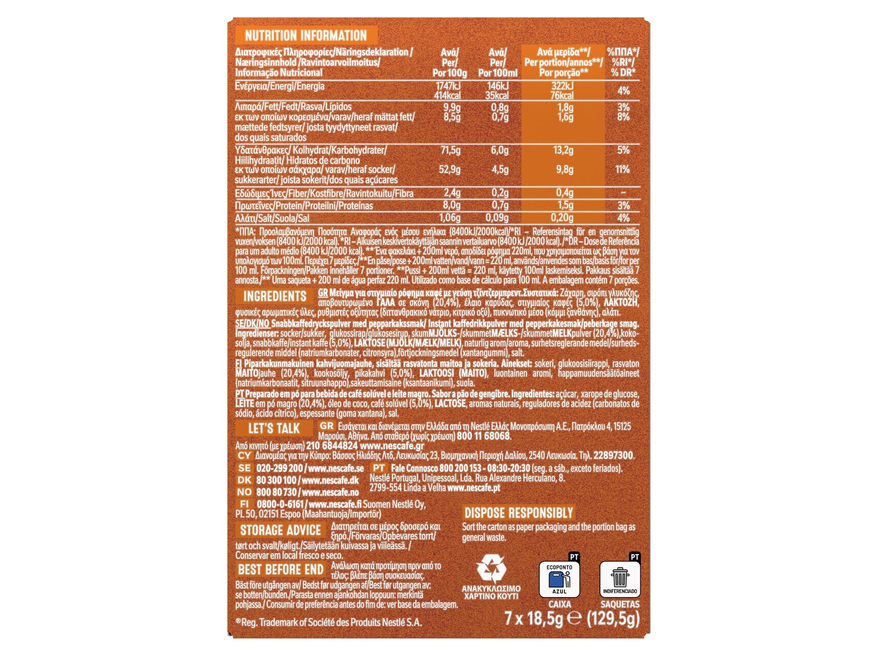 CAF&Eacute; SOL&Uacute;VEL NESCAF&Eacute; GINGERBREAD LATTE 129.5G image number 1