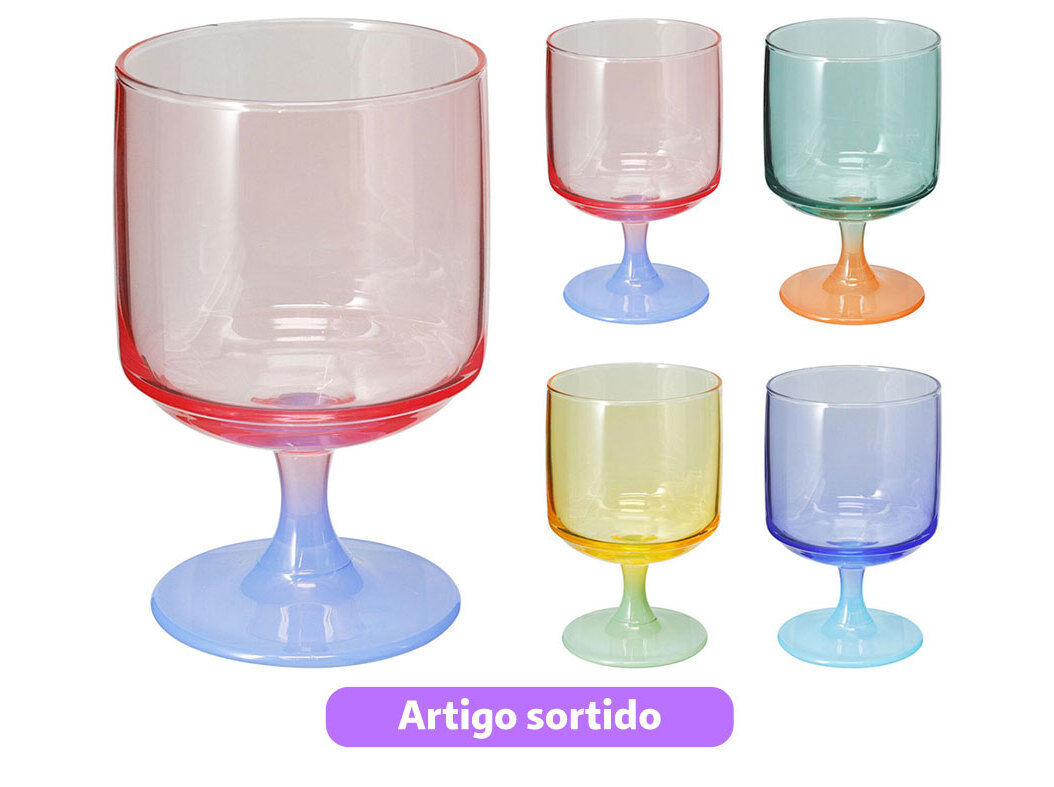 COPO VINHO 2 TONS 300ML CORES SORTIDAS