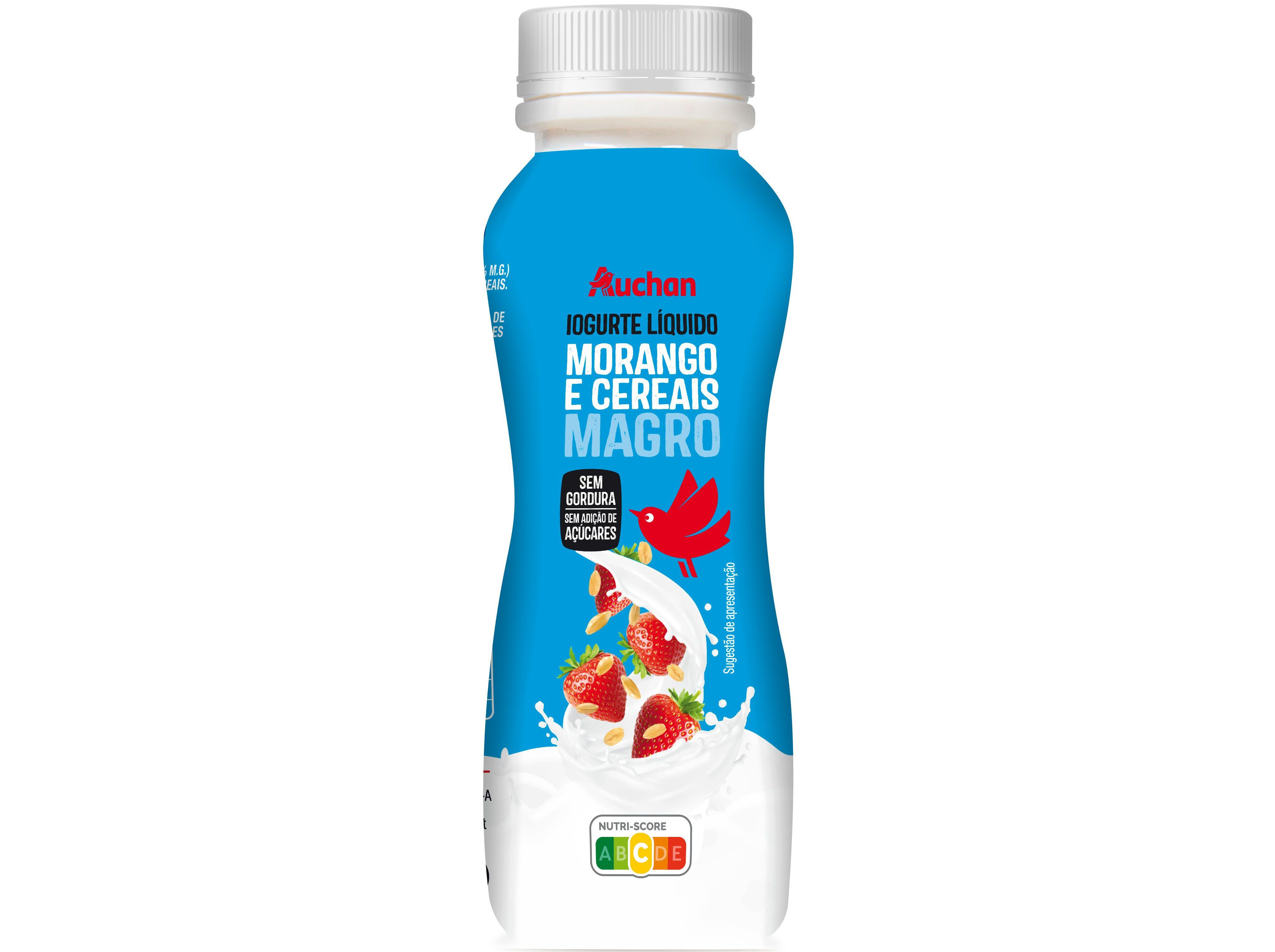 IOGURTE L&Iacute;QUIDO MAGRO AUCHAN MORANGO E CEREAIS 160G image number 0