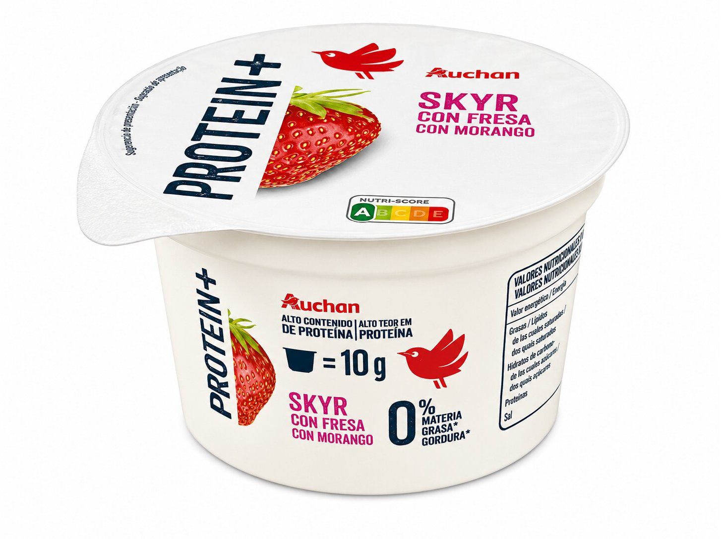 SKYR AUCHAN 0% +PROTE&Iacute;NA MORANGO 150G