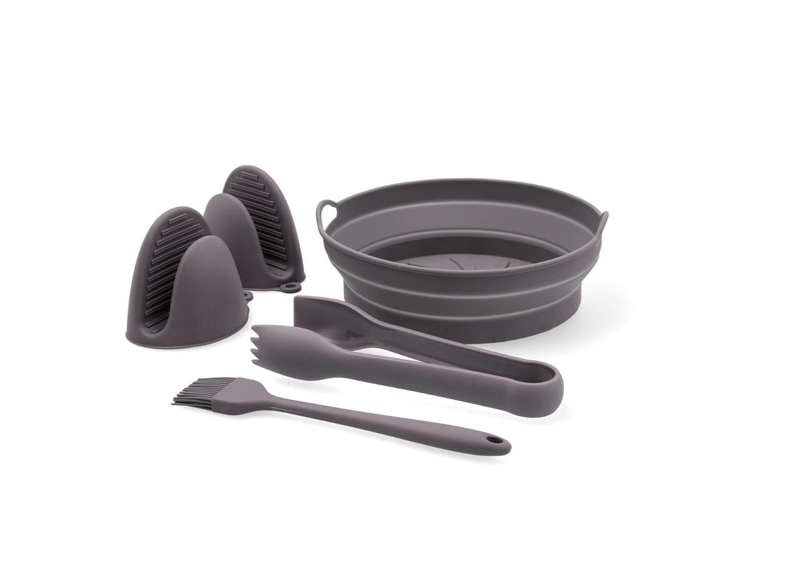 CONJUNTO DE 5 ACESS&Oacute;RIOS QUID EM SILICONE CINZENTO PARA AIR FRYER
