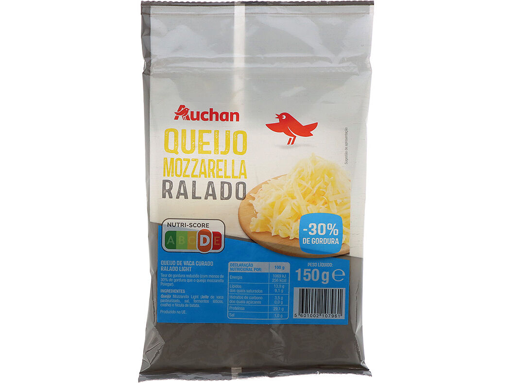 QUEIJO MOZZARELLA AUCHAN RALADO LIGHT 150 G