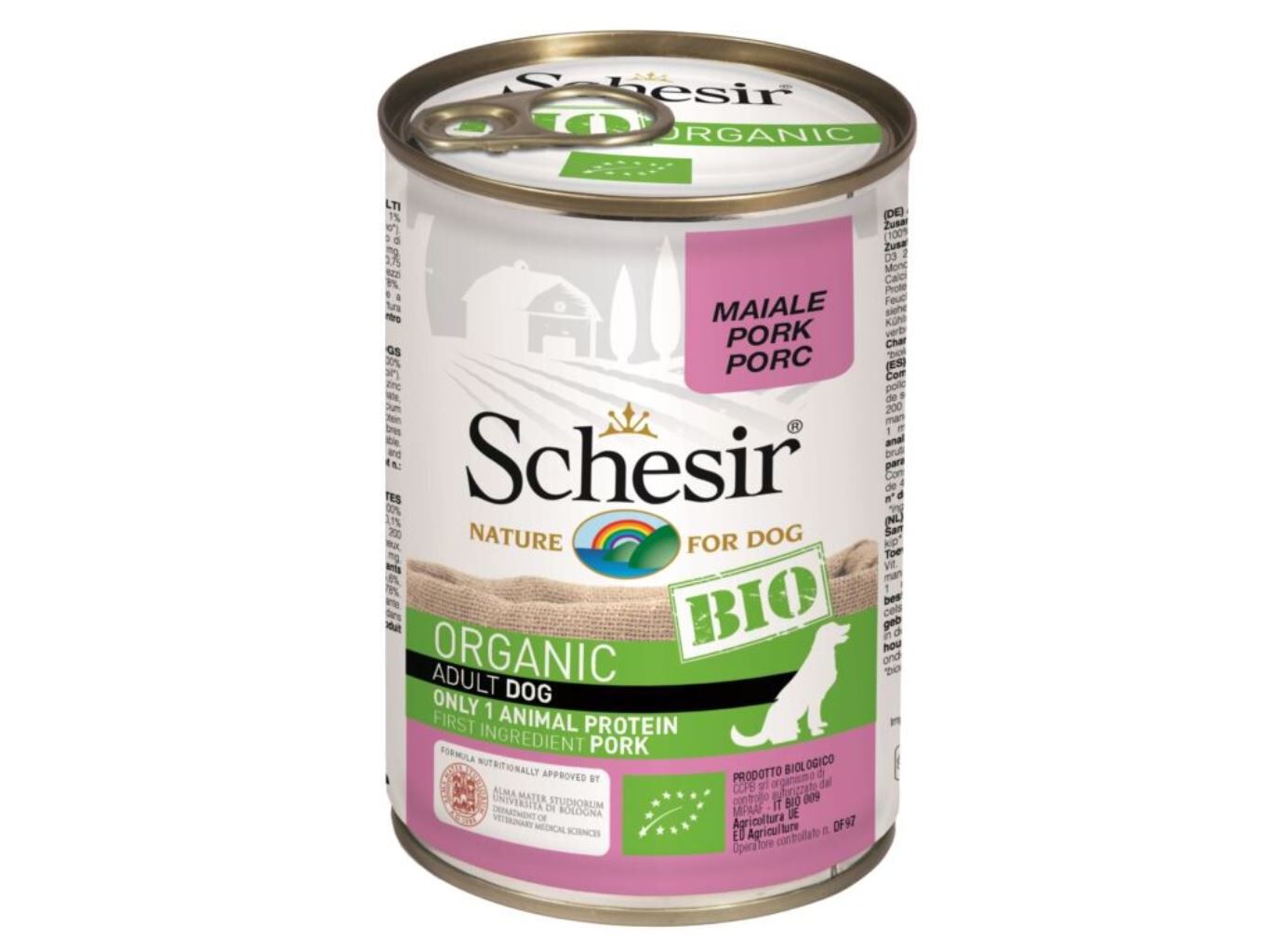 COMIDA H&Uacute;MIDA C&Atilde;O SCHESIR BIO LATA PORCO 400G image number 0