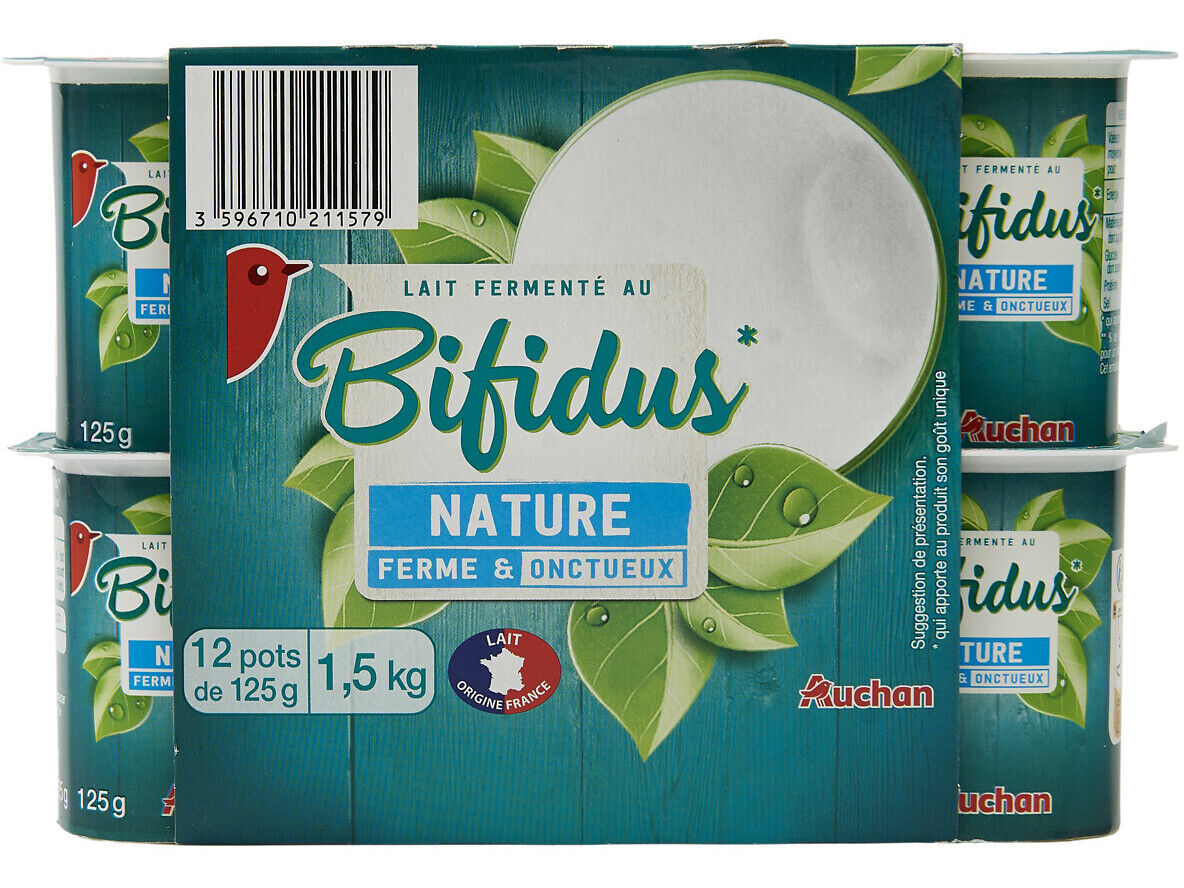 B&Iacute;FIDUS AUCHAN NATURAL 12X125G image number 0