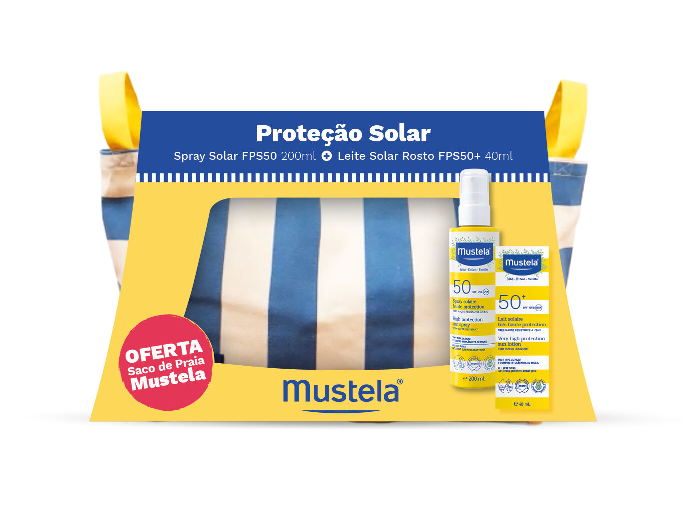 SPRAY + LEITE ROSTO MUSTELA SPF50+ OF SACO PRAIA 200+40ML image number 0