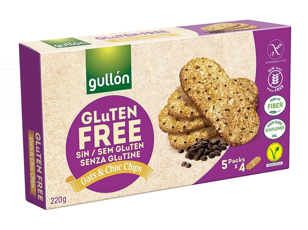 BOLACHA AVEIA GULLON CHOCO CHIPS SEM GLUTEN 220G