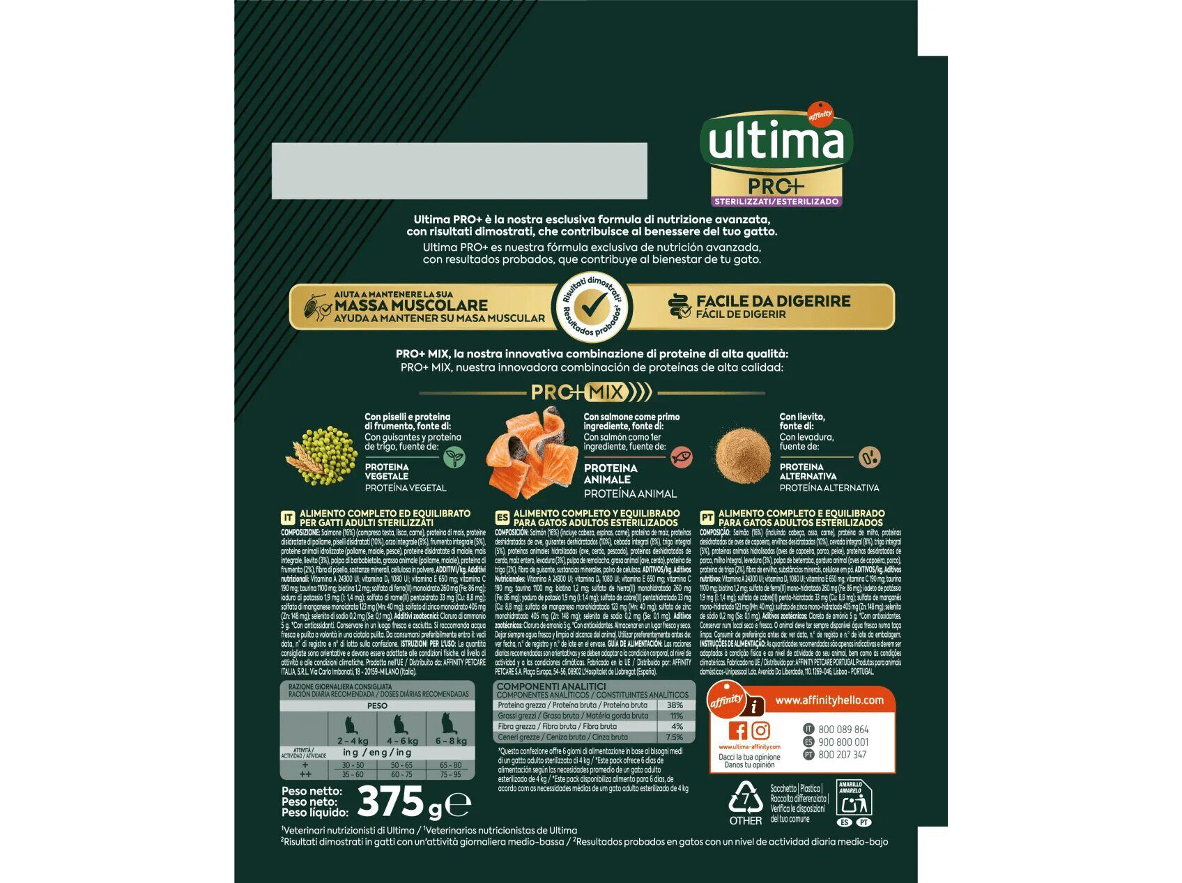 RA&Ccedil;&Atilde;O GATO ESTERILIZADO ULTIMA PRO+ SALM&Atilde;O 375G image number 1