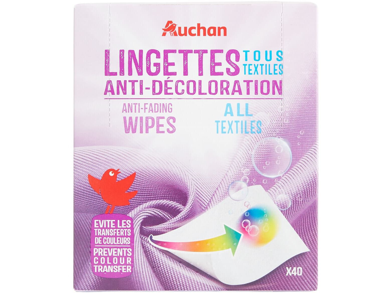 TOALHITAS ROUPA AUCHAN ANTI-DESCOLORA&Ccedil;&Atilde;O 40UN