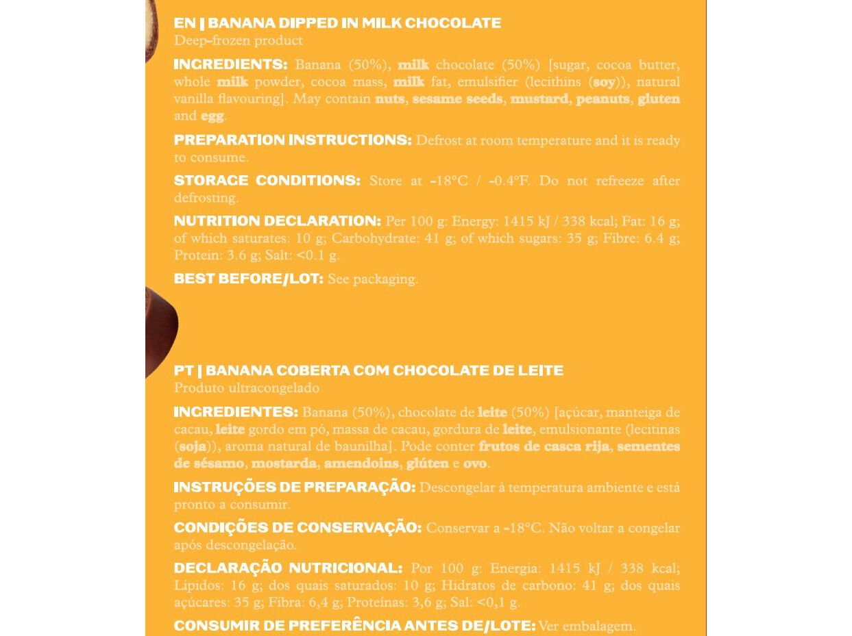 DIPS BANANA ROLO COBERTA COM CHOCOLATE DE LEITE 150G image number 1