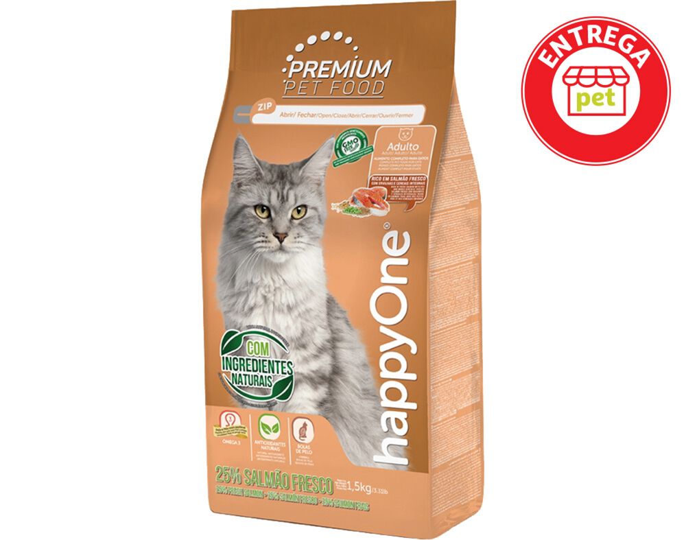 RA&Ccedil;&Atilde;O PARA GATO HAPPYONE PREMIUM SALM&Atilde;O 1.5KG image number 1