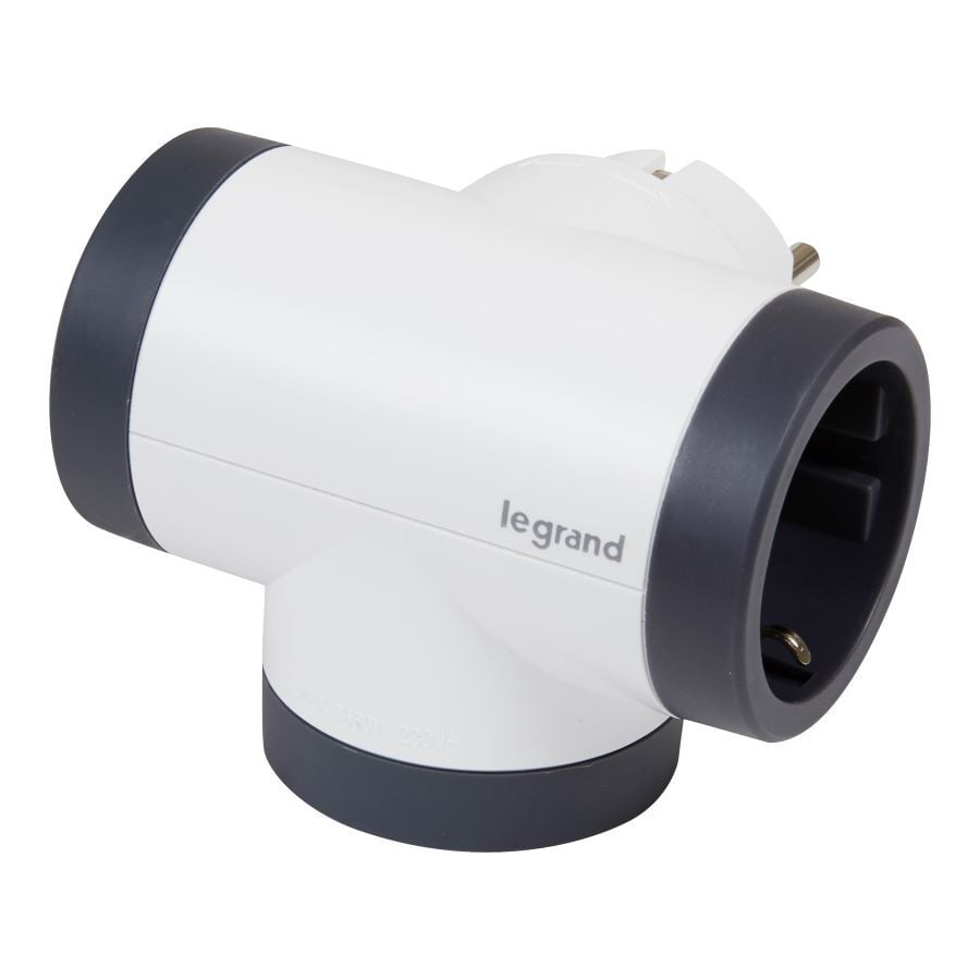 FICHA TRIPLA 2P+T OBT LEGRAND BRANCO/CINZA image number 2