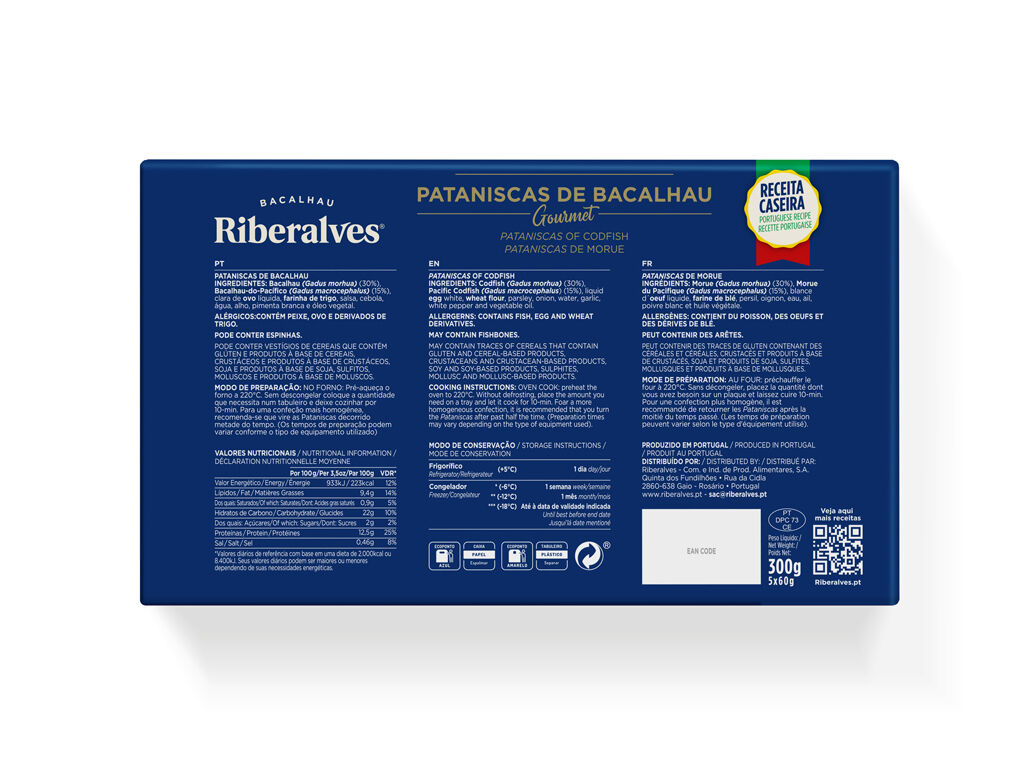 PATANISCAS DE BACALHAU RIBERALVES FORNO (5 UNID) 300G image number 1