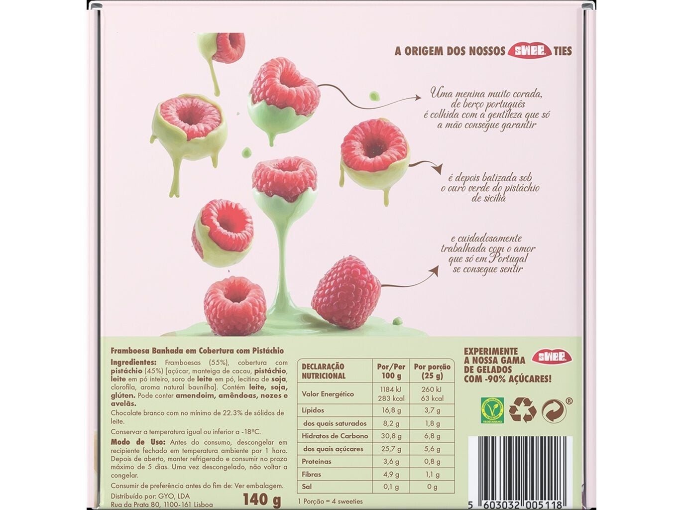 SWEETIES SWEE FRAMBOESA E PIST&Aacute;CHIO 140G image number 1
